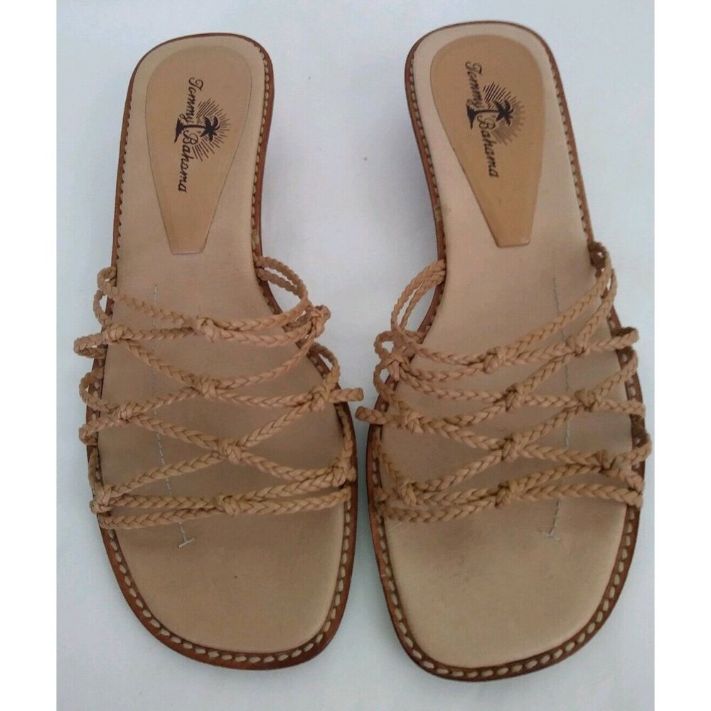 Tommy Bahama Women's Tan Knotted Braided Slip On Slide Low Heel Sandal Sz 8.5 M - Picture 2 of 8